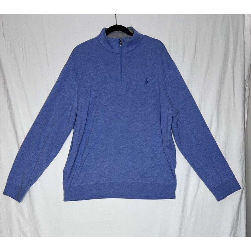 Polo Ralph Lauren Pullover Men Sz XL Light Blue Quarter Zip Sweatshirt